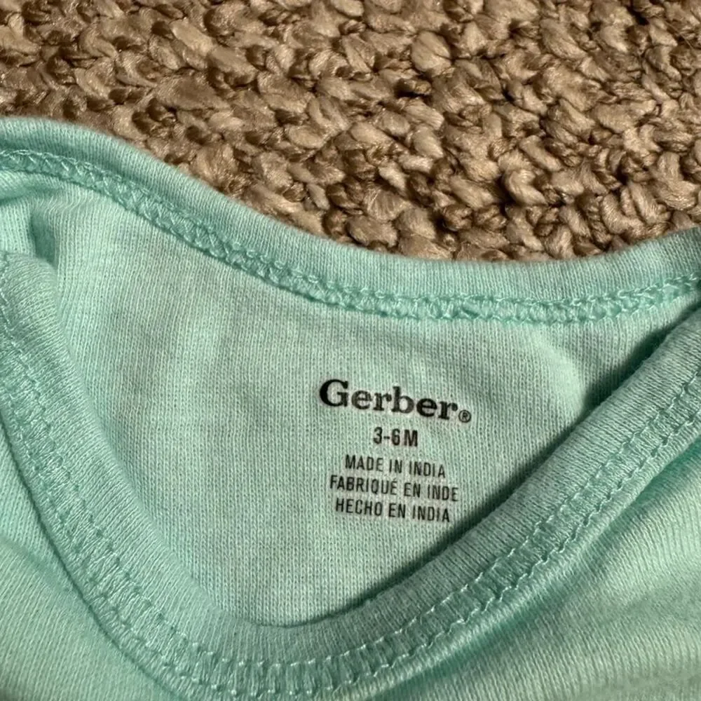 Lot of 2 Gerber Baby Bodysuit Hello Tiny Miracles Mint Yellow 3-6 Months